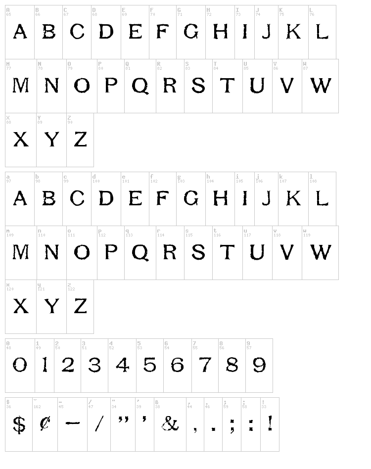 Respess Capitals font map